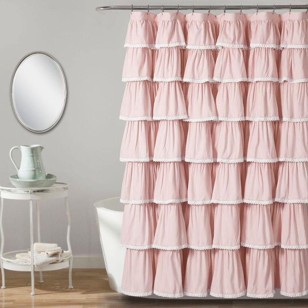 Lush Decor - 72"x72" Ruffle Kids' Shower Curtain Blush - Lush D Blush